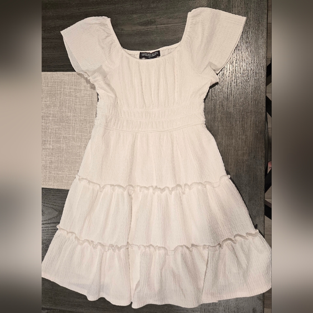 Three Hearts White Tiered Kids Dress M/10